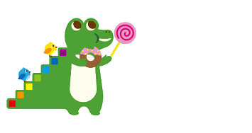 図(ワニーサ:おかしをたべている)